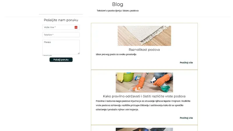 Aurelia floors - Web development Novi Sad - work example