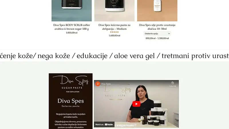 Diva Spes - Web development Novi Sad - work example